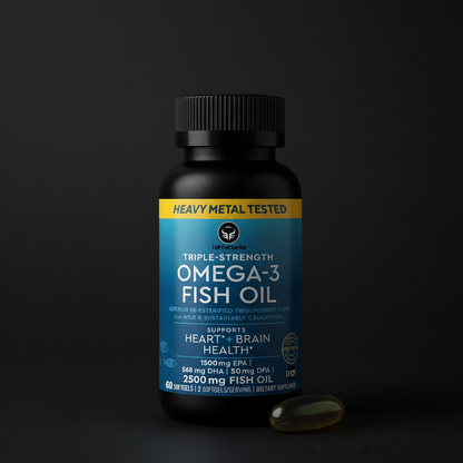 Omega-3 Triple Strength 3600mg | Ultra Pure Fish Oil | 1500mg EPA + 568mg DHA | High Potency Formula for Heart & Brain Health